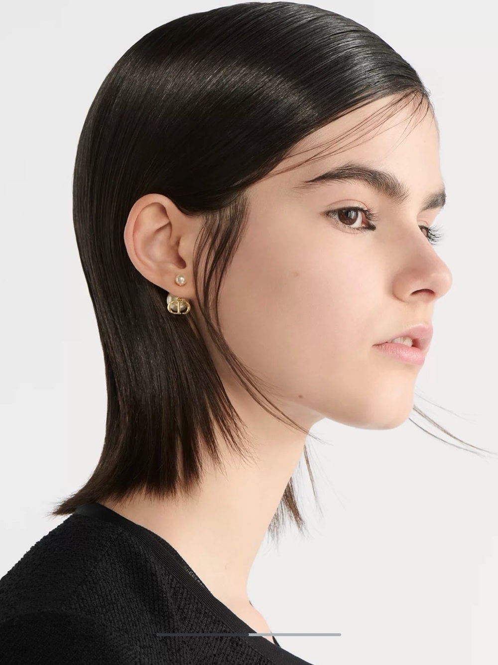 Dior Gold Double-Stud Logo Earrings